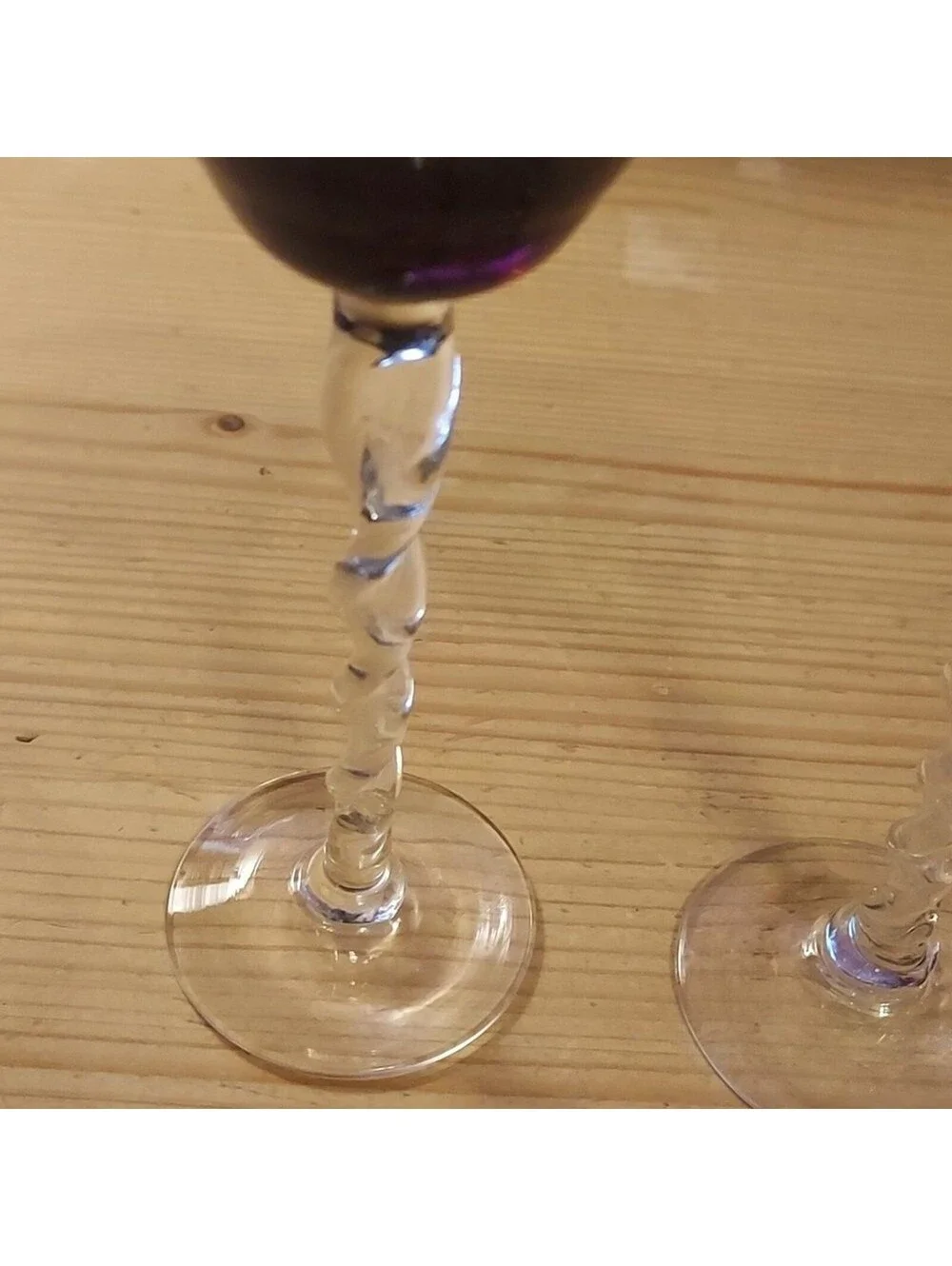 Vintage liqueur cocktail glasses set of 2 twisted stem purple green ombre color